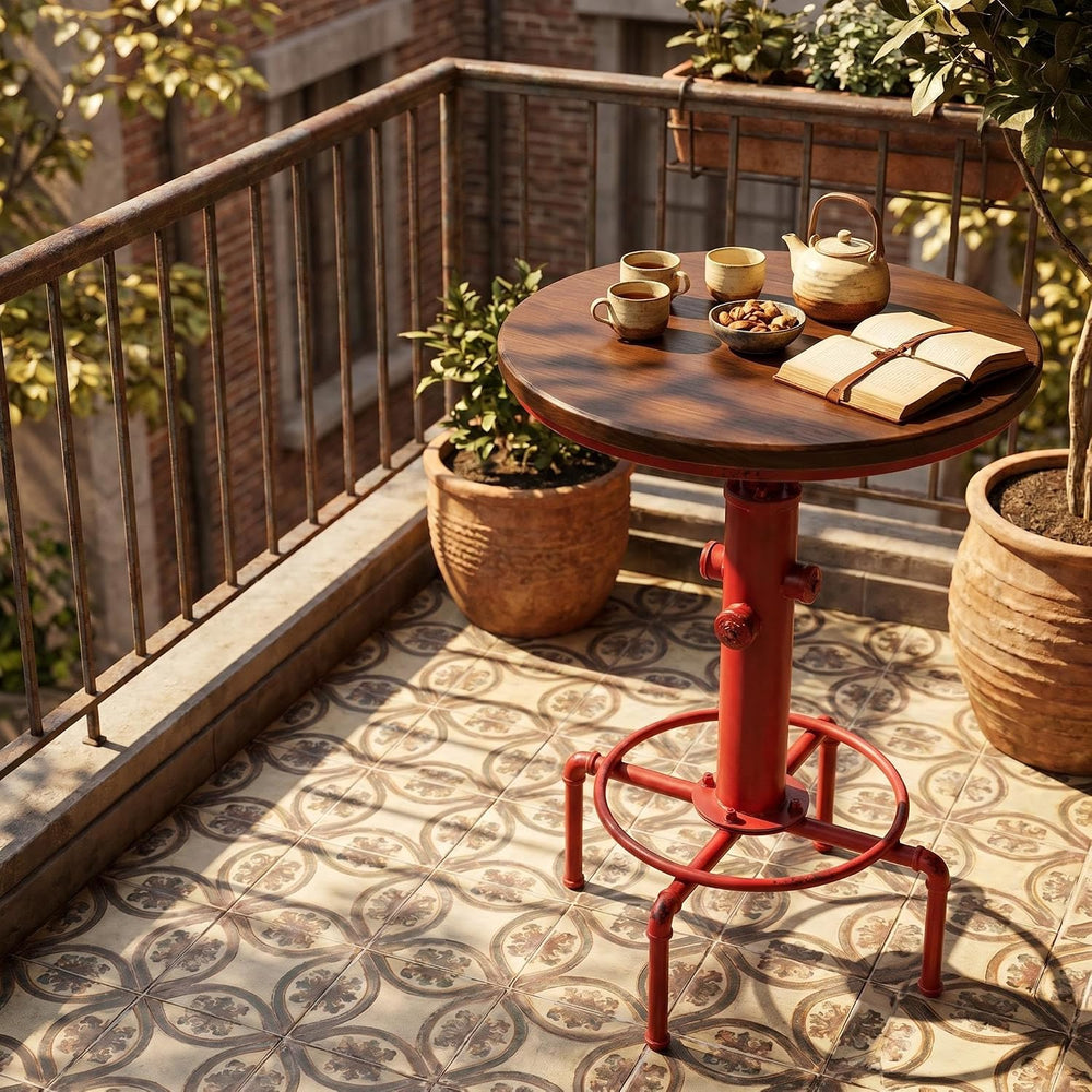 Topower Industrial Bar Table 32.3-38.2" Adjustable Pub Table Kitchen Din...