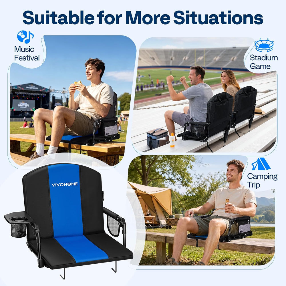 VIVOHOME Stadium Seats with Back Support, Bleacher Chairs for Sport Event