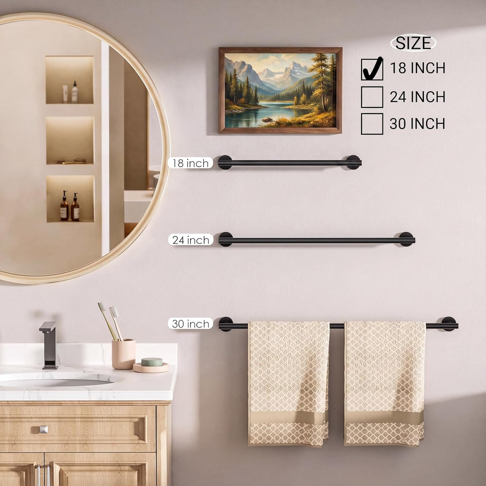 FORIOUS Bathroom Accessories, 4-Piece Bathroom Hardware Set - 18" Towel Bar