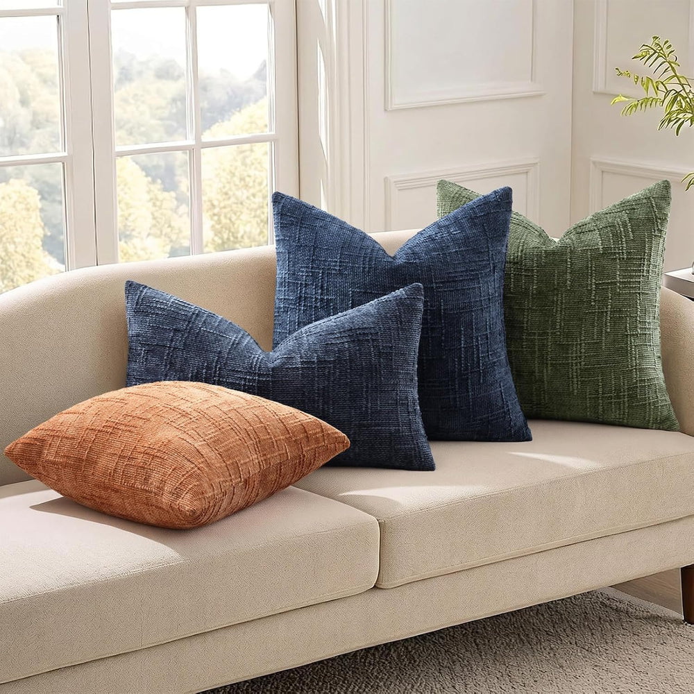 decorUhome Christmas Textured Chenille Throw Pillow Covers 24x24 Set of 2