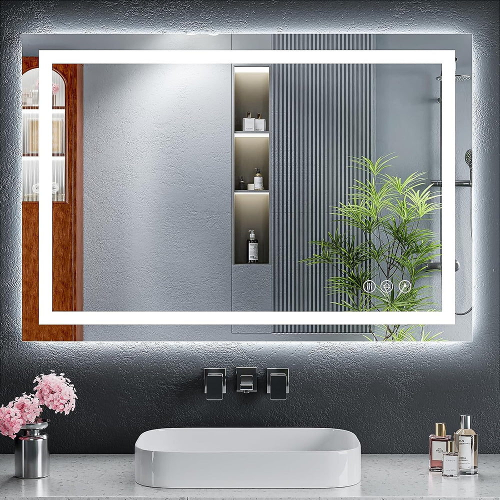 24"x36" LED Bathroom Mirror with Lights, Backlit+Frontlit, Anti-Fog