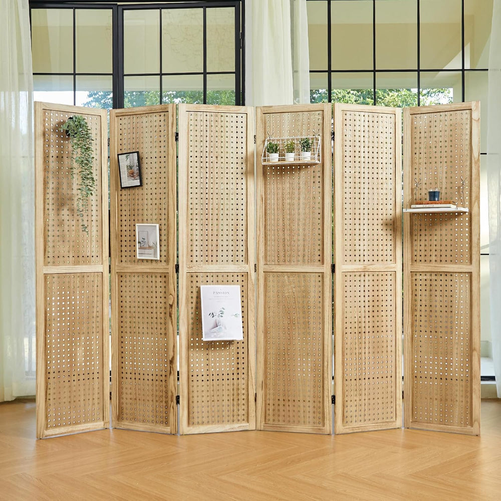 Pegboard Display, 5.6Ft Portable Freestanding Wall Organizer Wooden Room Divi...