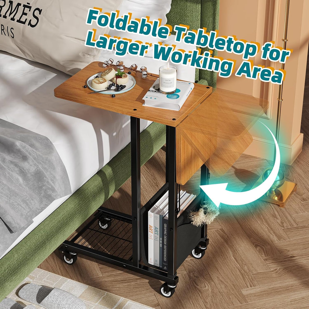 Simple Trending C Shaped End Table, Folding TV Tray Couch Side Table for Sofa...