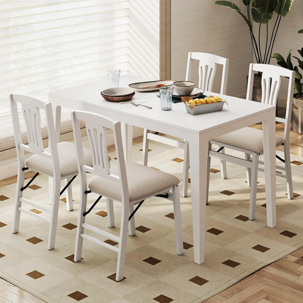 GIANTEX Folding Dining Chairs Set of 4, Space-Saving Upholstered Kitchen Chai...