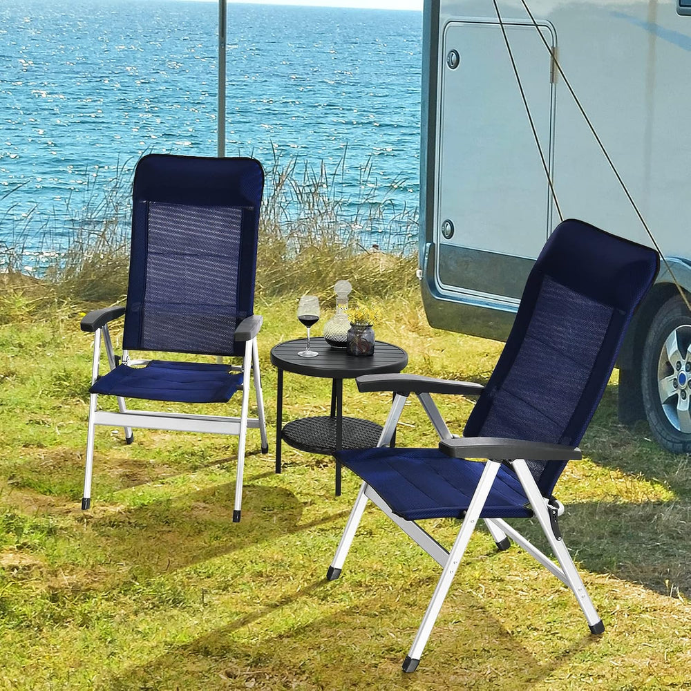 Tangkula Set of 4 Patio Folding Chairs, Portable Reclining Chairs with 7-Posi...