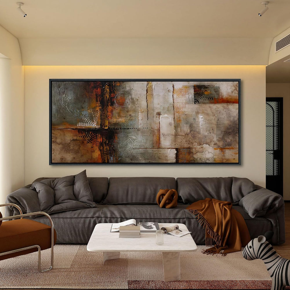 YDYSUNE Extra Large Framed Abstract Wall Art | Brown Subtle Textured Canvas P...