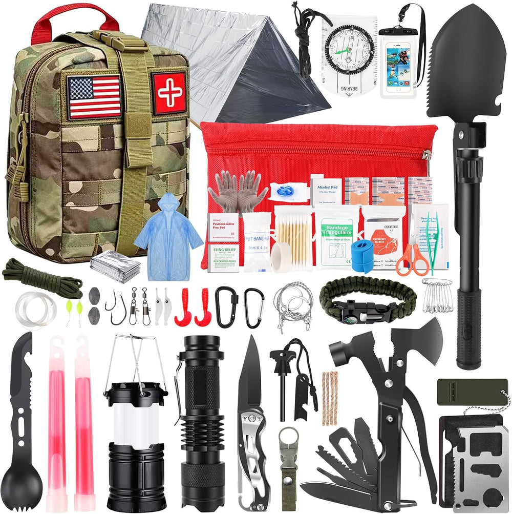 260Pcs Emergency Survival Kit, Full First Aid Supplies with Thermal Emergency...