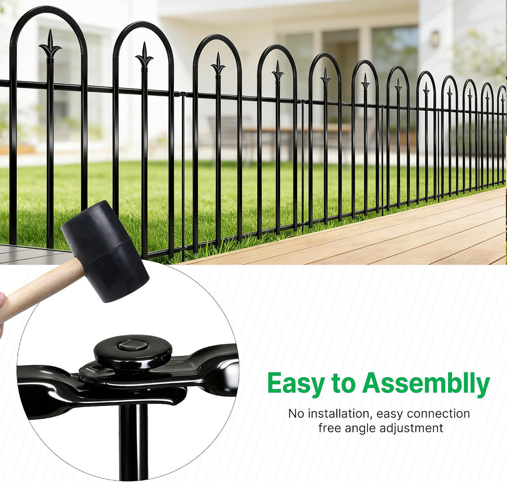 ARIFARO 24" H x 24" W No Digging Garden Fence, 5 Panels 10ft Black ...