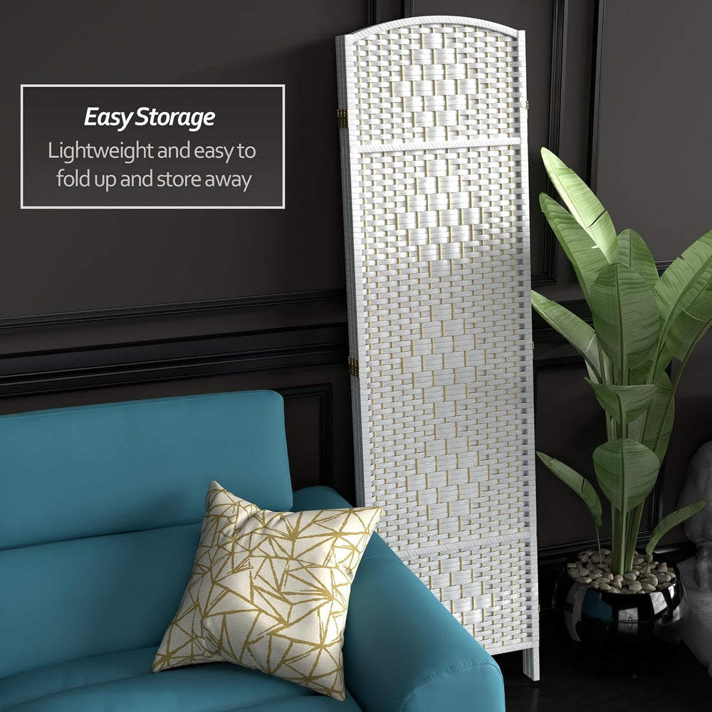 Red Lantern 6 ft. Tall Diamond Weave Fiber Room Divider - White - 3 Panel