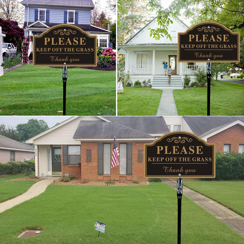2-Pack Keep Off The Grass Signs, with 36"Tall Metal Stakes, 8x12 Inches ...