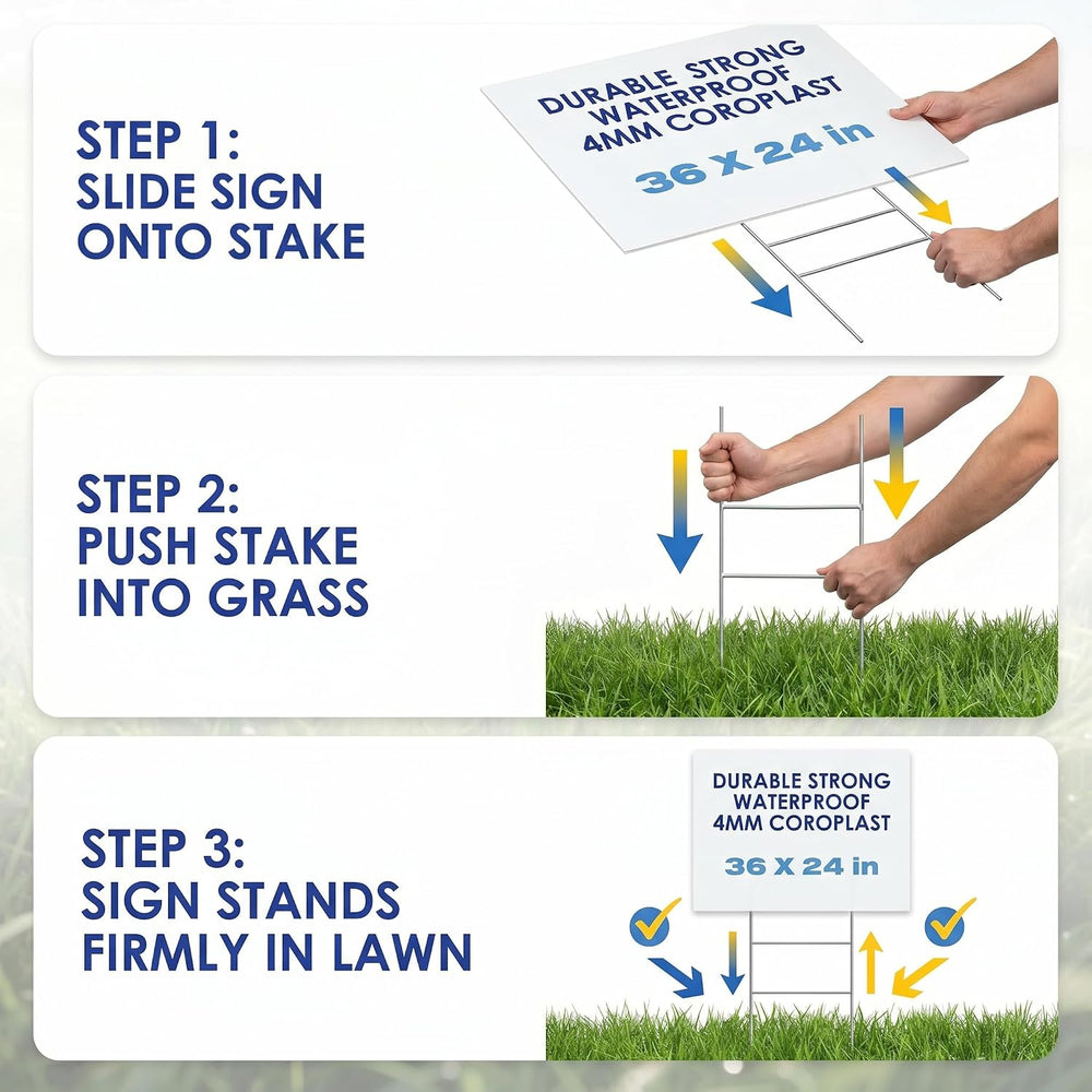 10 Pack Large Blank Yard Signs with Stakes 24x36 Inch, 4mm Thick Corrugated P...