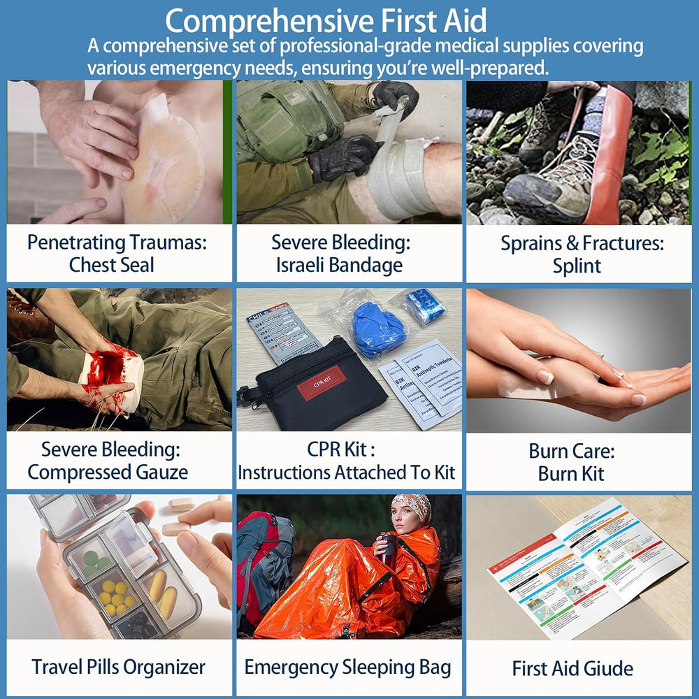 Besst Survivor 401 Pieces First Aid Kit with 2 Chest Seals & Israeli Band...