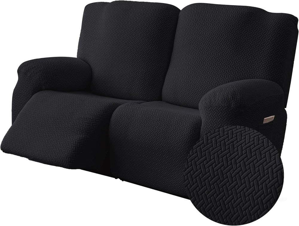Genina Recliner Loveseat Covers,2 Seater Couch Cover,Black