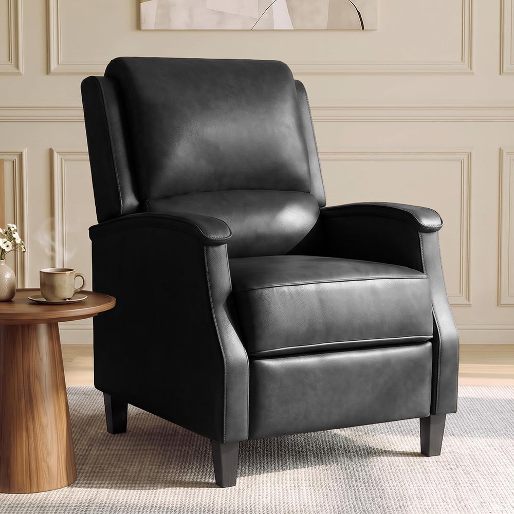 Recliner Chair, Faux Leather Push Back Recliner with Padded Seat, Mid Century...