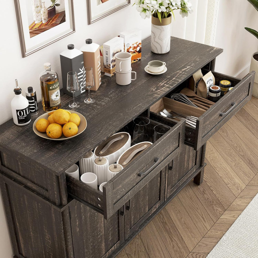 ONBRILL 48 Inch Buffet Cabinet with Storage, Rustic Brown