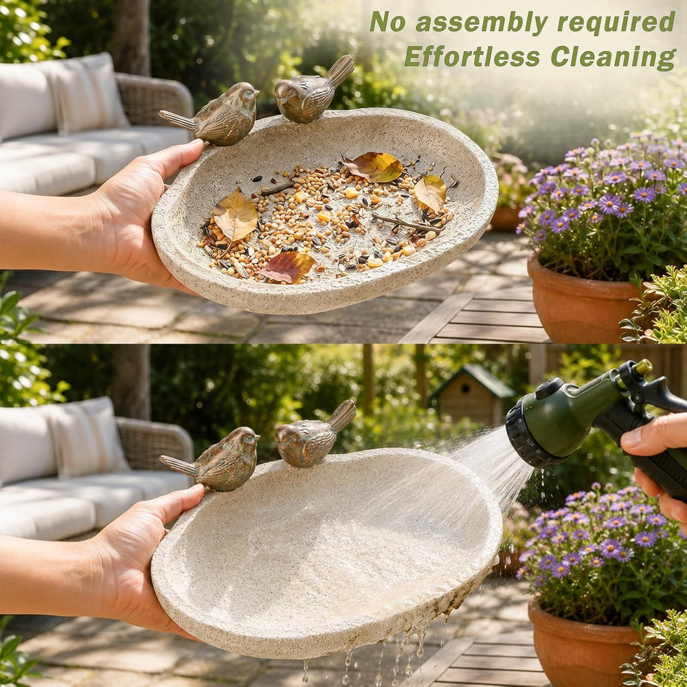 MUMTOP Bird Baths for Outdoor, Resin Garden Ground Birdbath Bowl Yard Decor