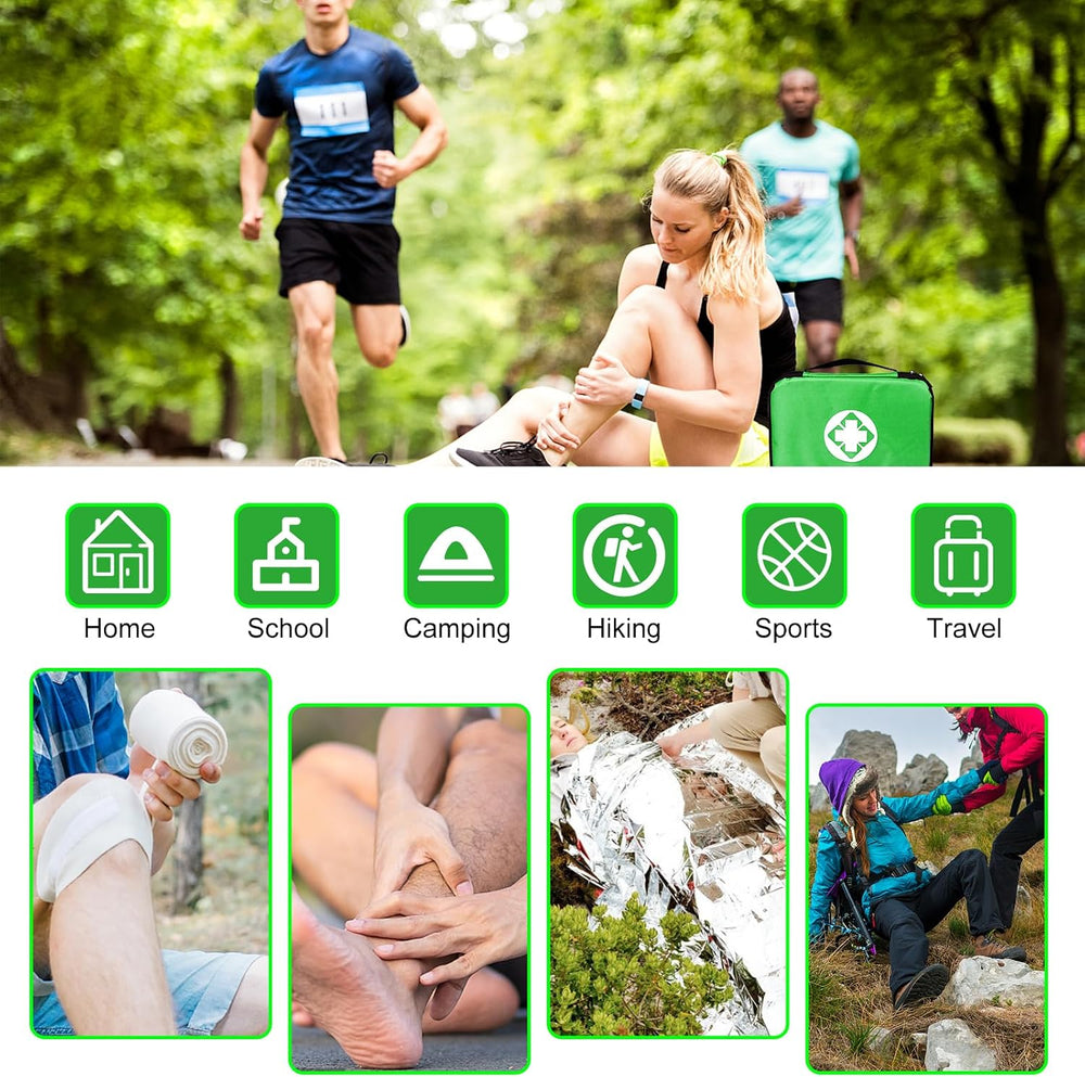 First Aid Kit 300PCS Car Home Camping Essentials Green 1st Aid