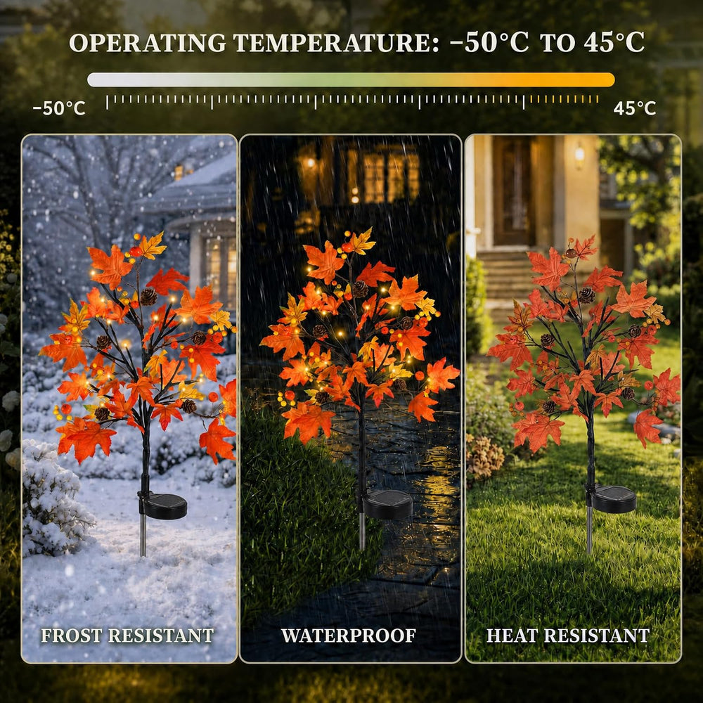 4 Pack Fall Solar Lights Outdoor Decorative,Maple Leaf Stake Lights