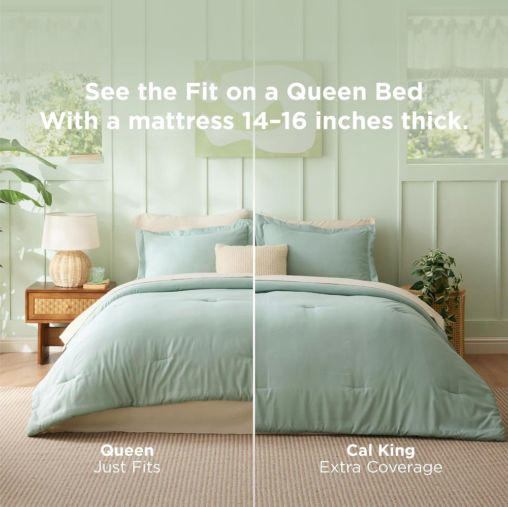 Bedsure Queen Bedding Set -7 Pieces Comforter Set Sage Green Bed in a Bag