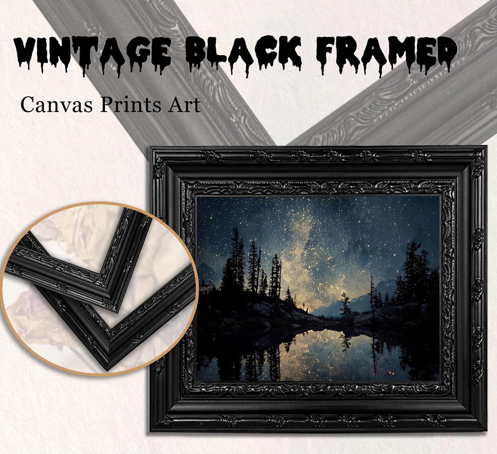 EIDHFBFJ Gothic Landscape Framed Wall Art, Moody Dark Forest Wall Decor