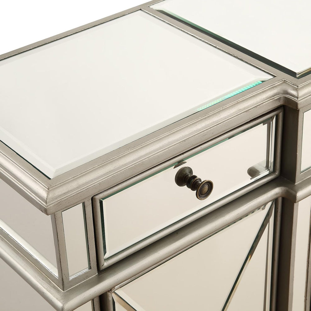 Elegant Lighting 3 Drawer 4 Door Cabinet in Silver Clear 60" x 14" ...