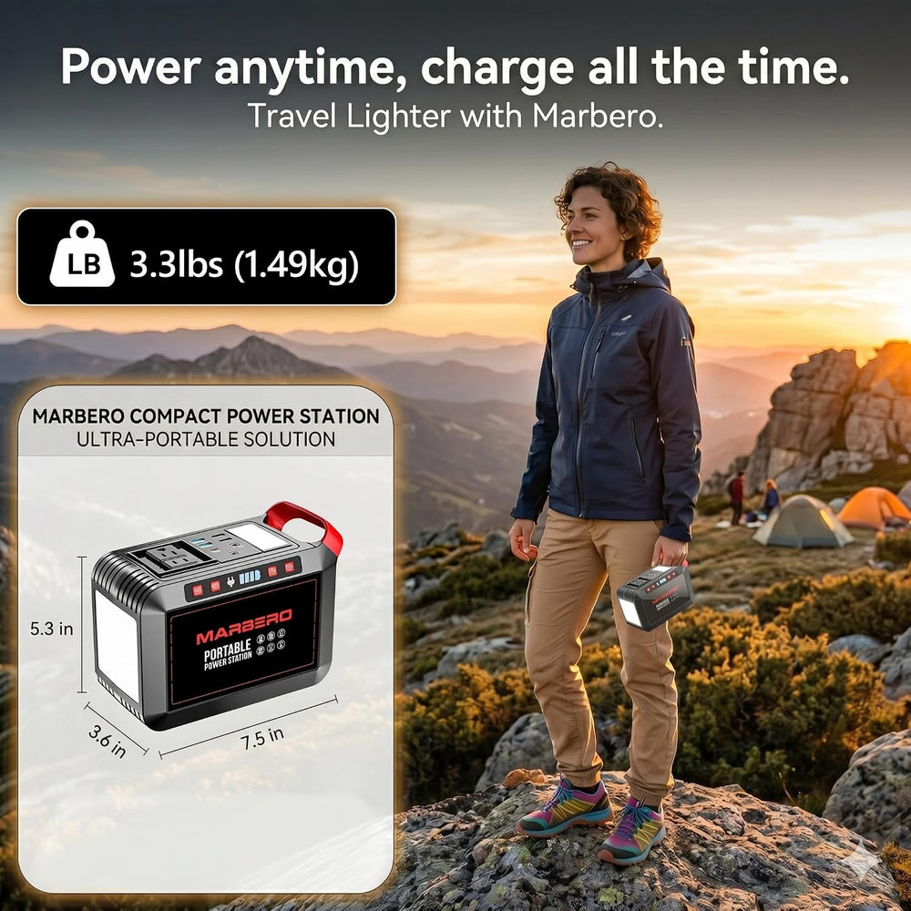 MARBERO 200W Portable Power Station 148Wh Camping Solar Generator Laptop Powe...