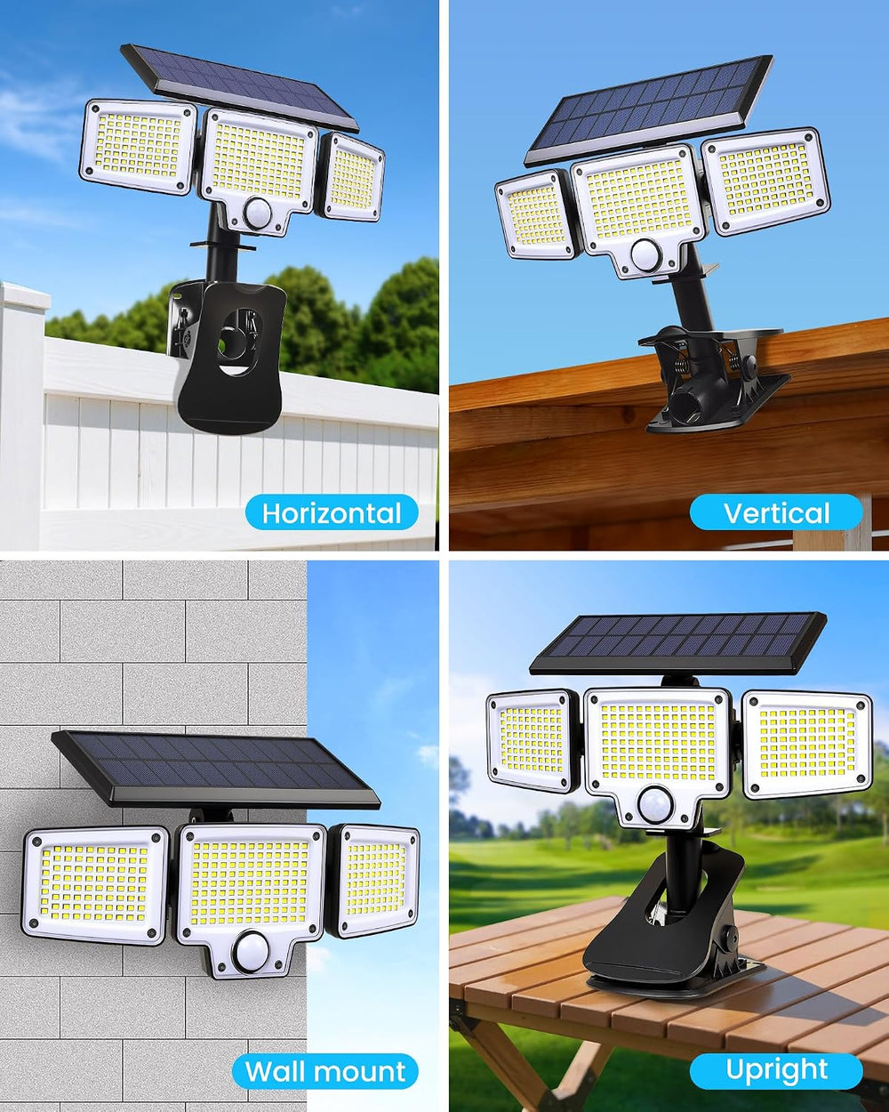 Clip on Solar Lights Outdoor,3000mAh Flood Lights with Motion Sensor,Remote