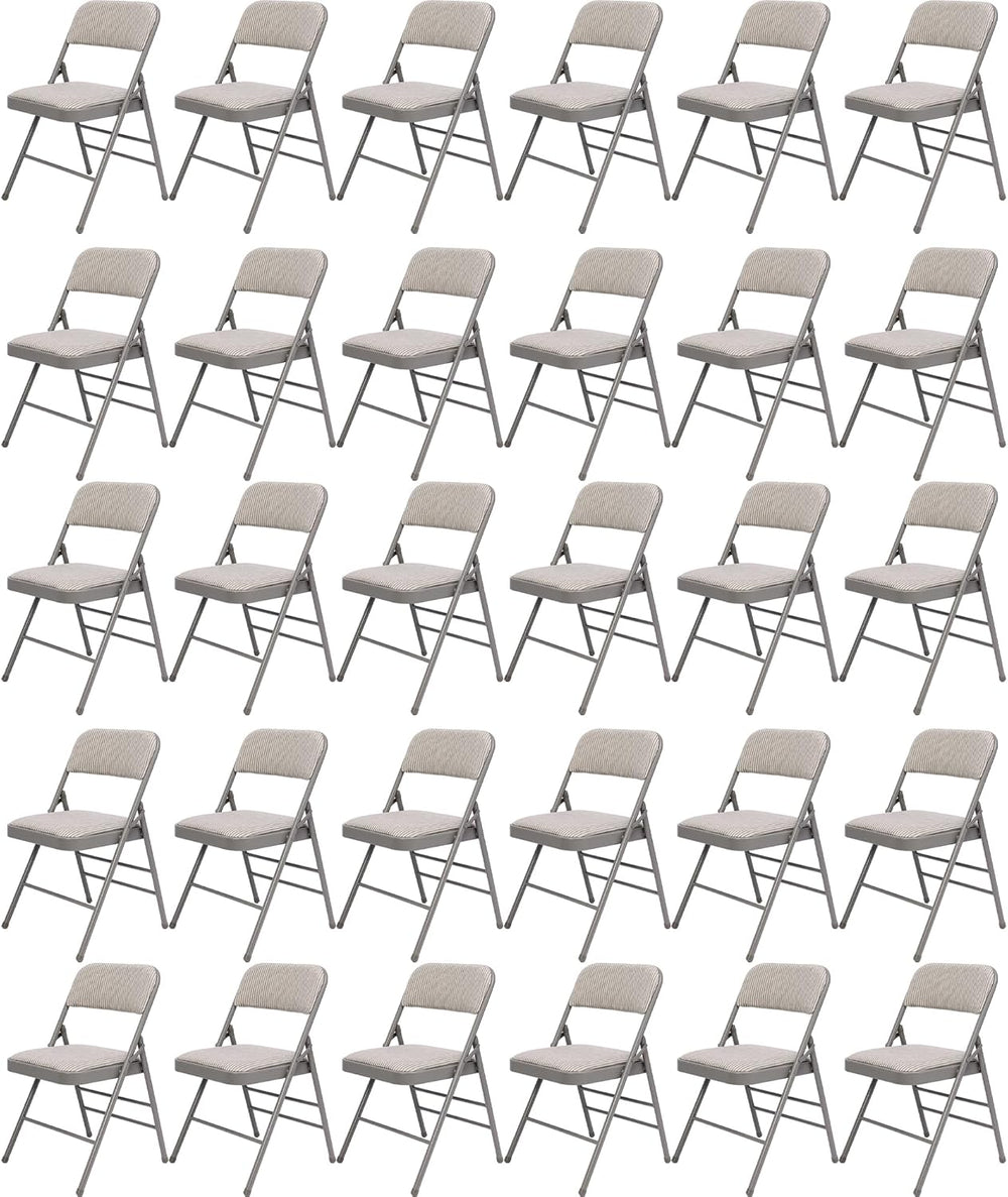 30 Pack Fabric Folding Chairs with Padded Cushion,Steel Frame,Grey,350lbs
