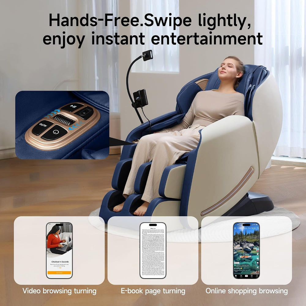 Real Relax Massage Chair Full Body with Unique Phone Controller, Blue
