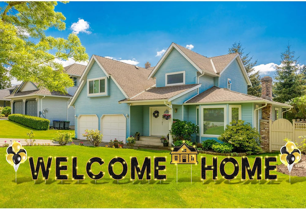 Yerliker 14 Pcs Welcome Home Yard Sign with Stakes LED Light 12.6" Welco...