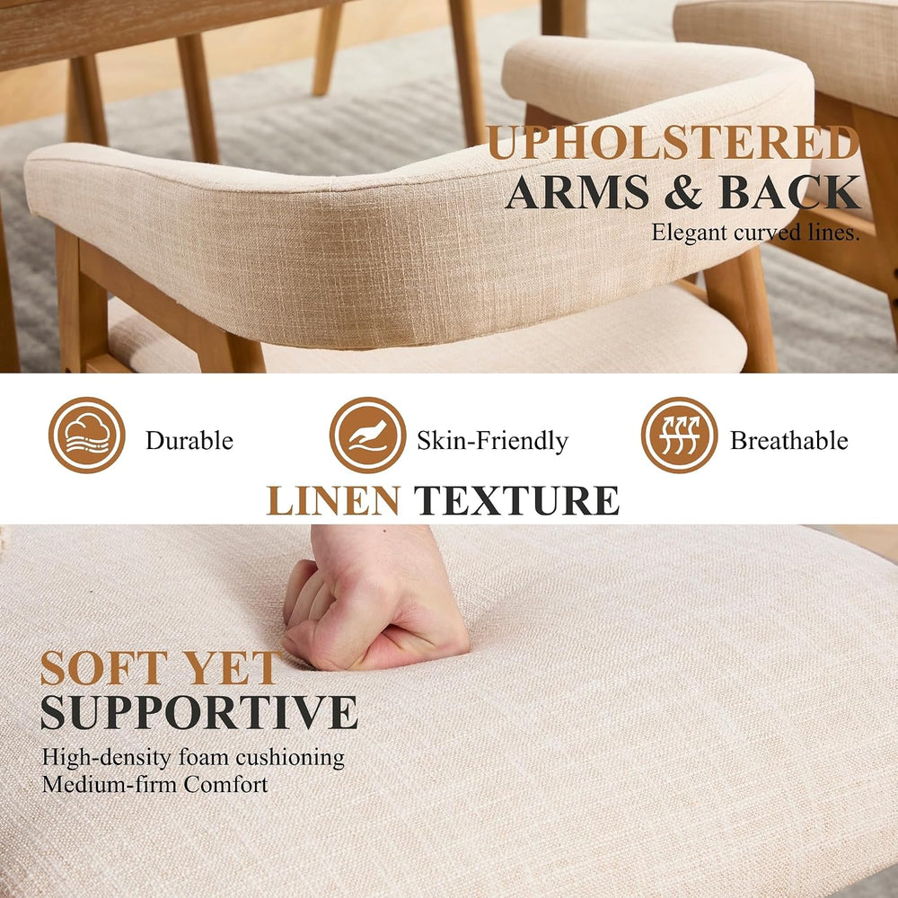CIMOTA Modern Barrel Dining Chairs with Arms Set of 4, Upholstered Fabric Kit...