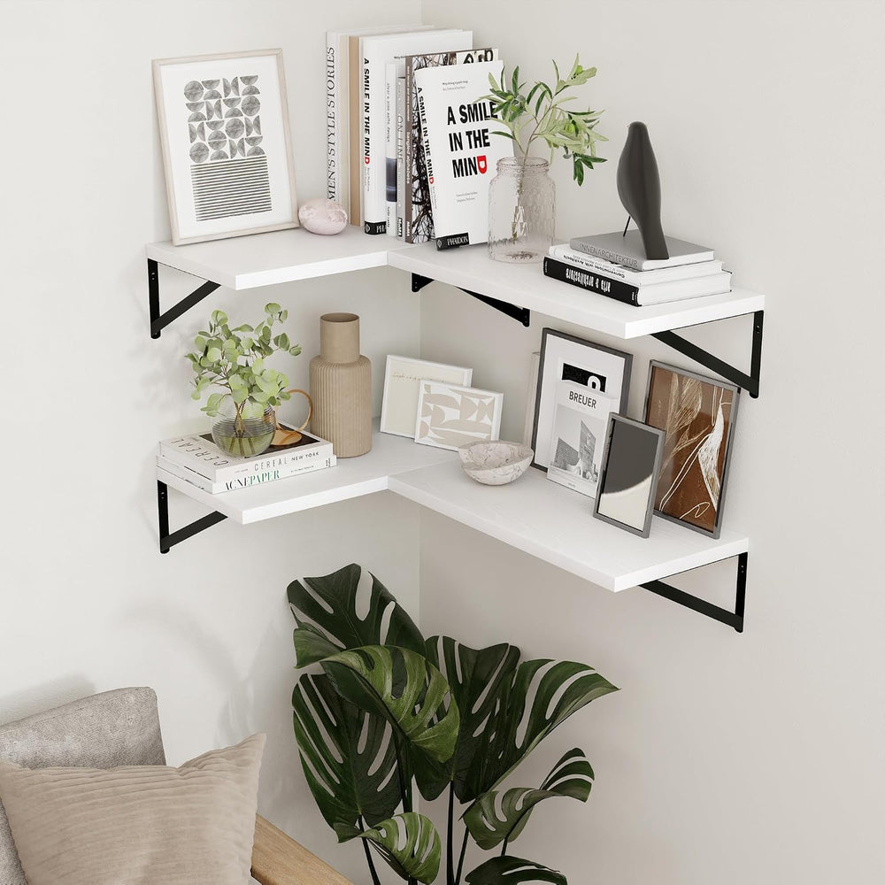 Axeman Deep Floating Shelves - 16 Inch Wide x 12 Inch Deep White Wall Shelves...