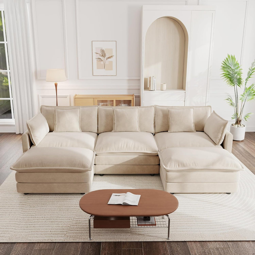mikibama Modular Sectional Sofa, 111.5 Inch U Shaped Couch Set for Living Roo...