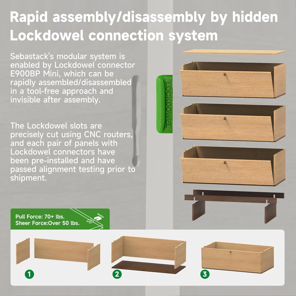 Sebastack 3 Drawer Dresser,23.6"W Stackable Storage Cabinet in Oak Duet