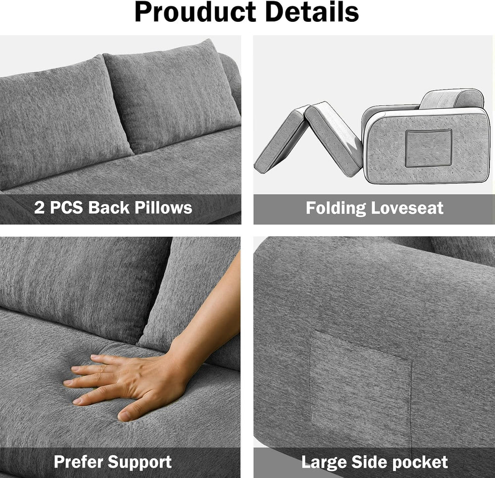 Fold Out Chair Bed, Folding Sofa Bed, 2 in 1 Convertible Sleeper Chair Bed fo...