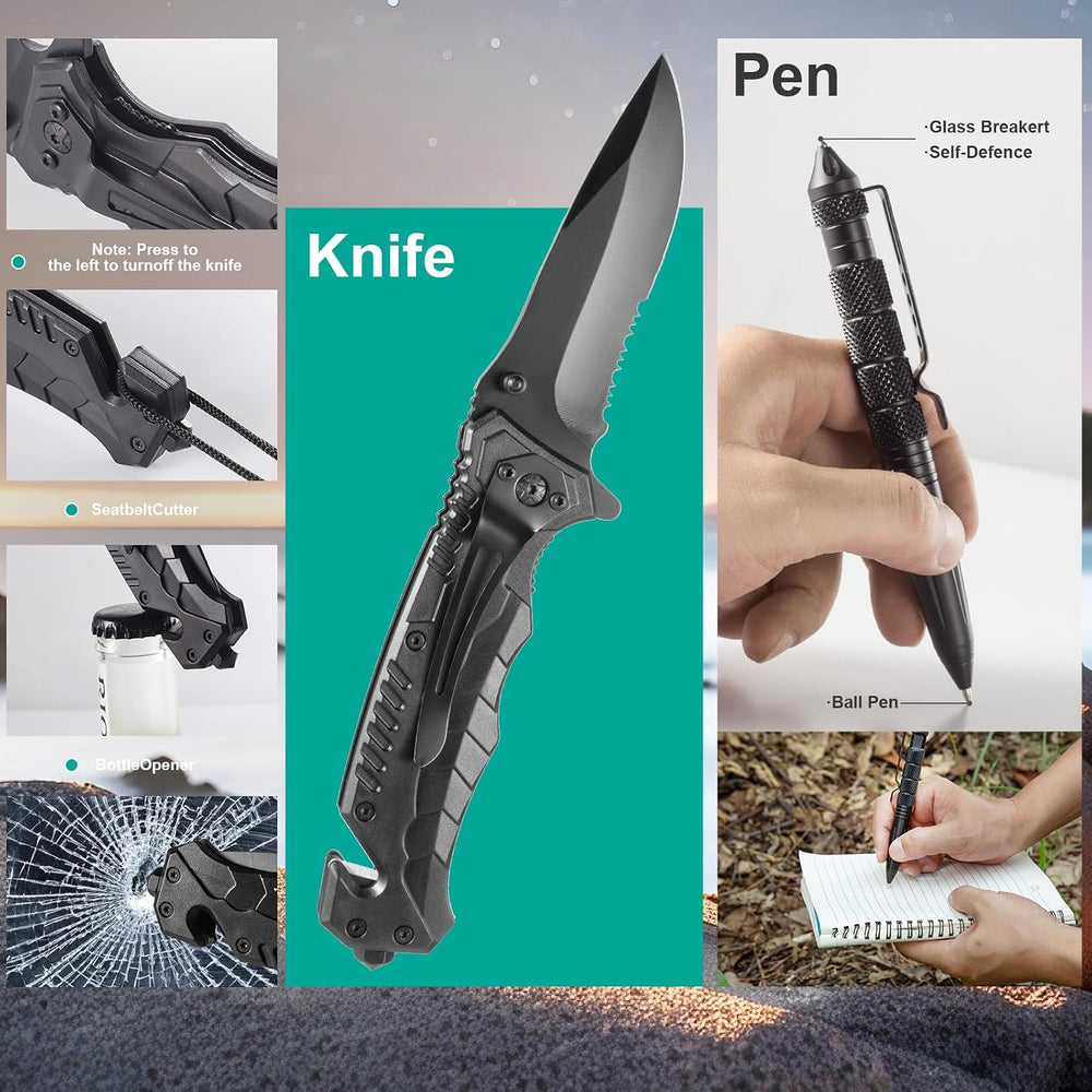 Survival Kit 20-in-1, Emergency Gear for Men: Camping Essentials