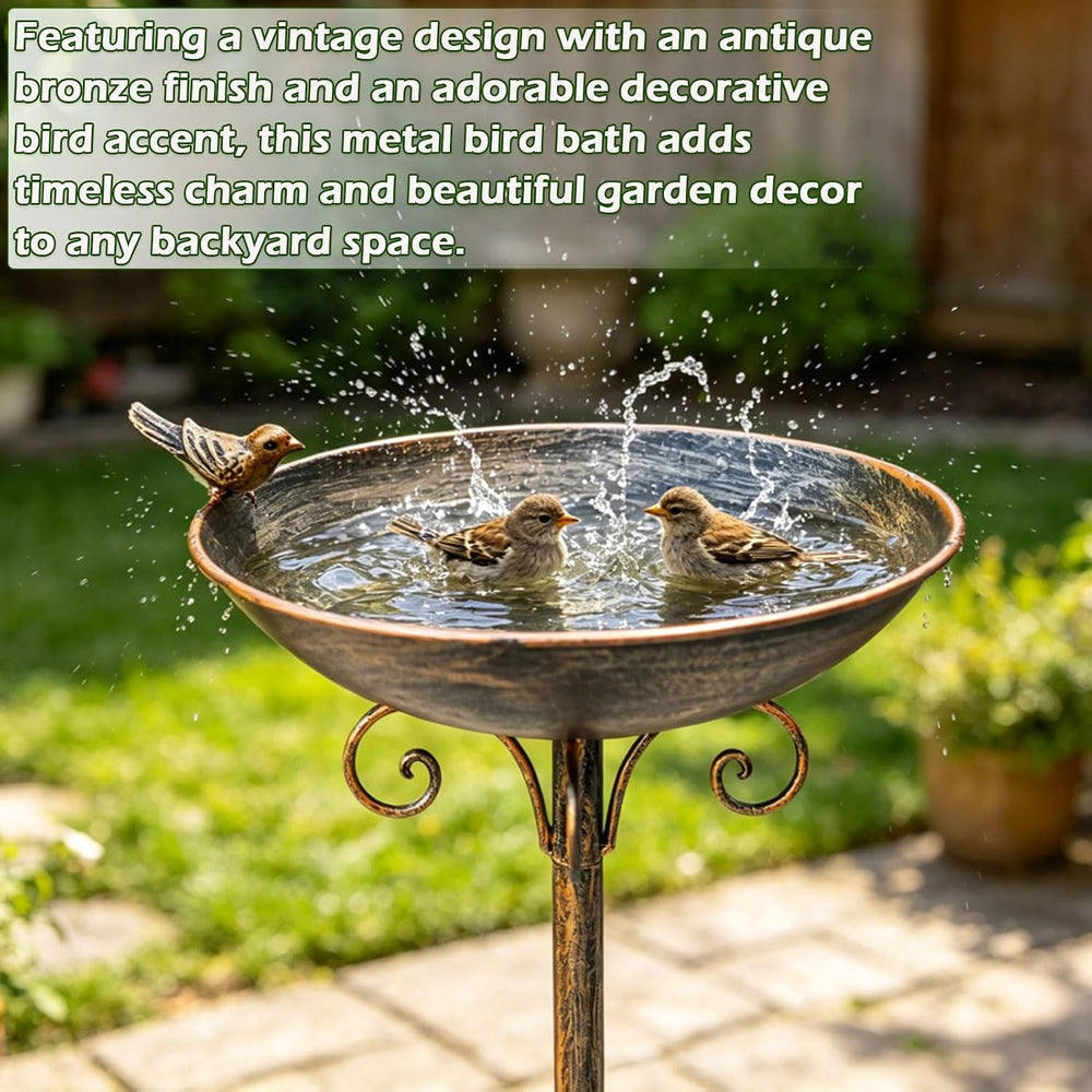 27.6" H Cast Iron BirdBaths for Outdoors,Metal Bird Bath for Outside