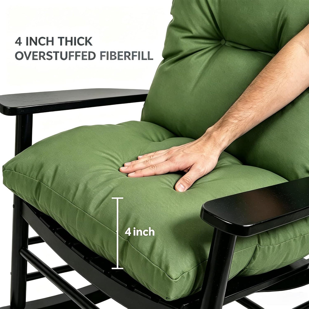 QILLOWAY Tufted Outdoor Chair Cushion Set of 2, Waterproof 43x20x4 Inch Non S...
