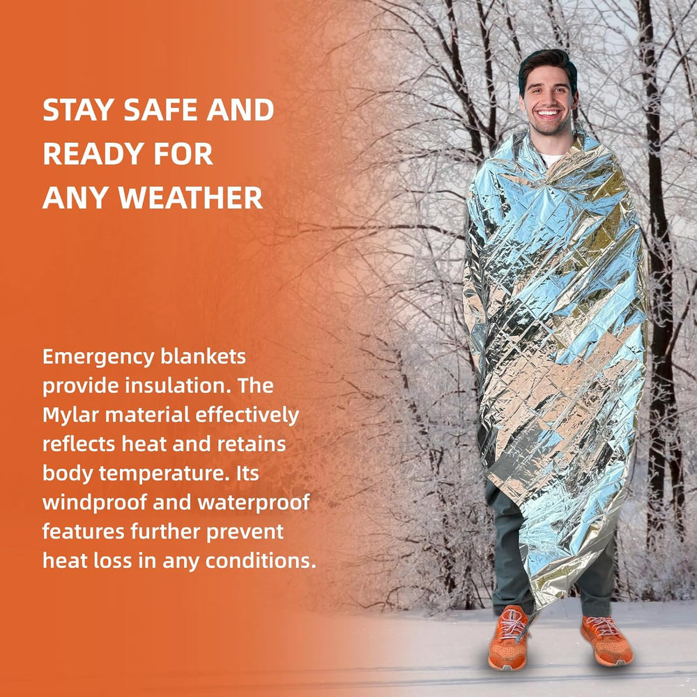 Emergency Mylar Blankets, Survival Space Blanket, 50 Pack