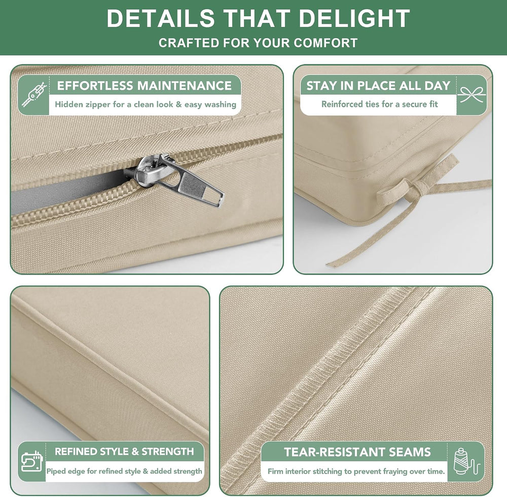 Summsun Outdoor Chair Cushion Water Resistant, 19 x 19 Inch, Cream, 4-Pack