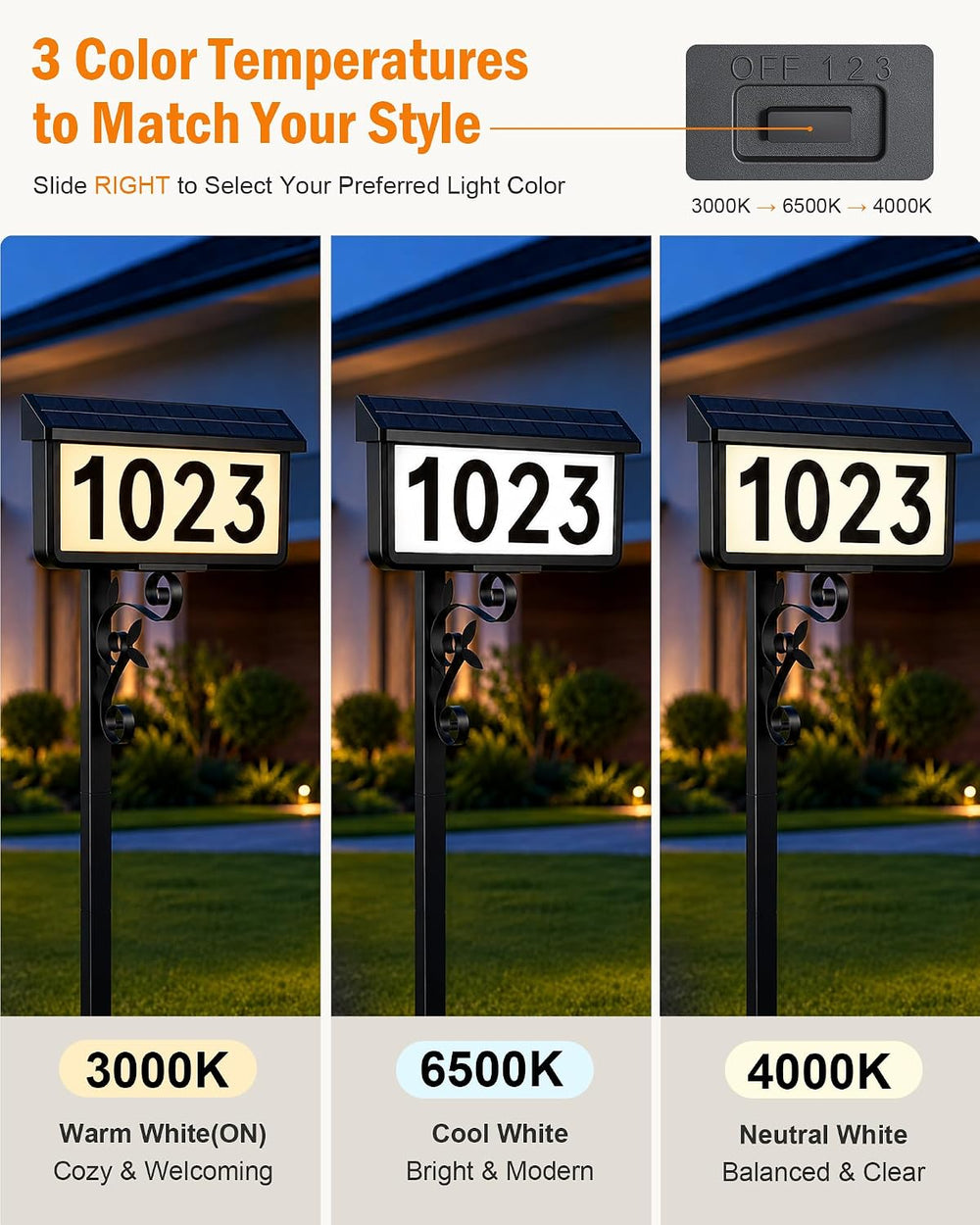 Solar Address Sign with Planter, 2-in-1 House Numbers for Outside