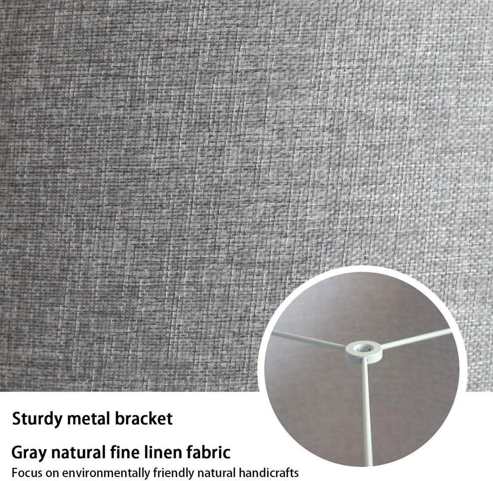 Lamp Shades Set of 2, 13"D x 10"H, Gray Drum Lamp Shade