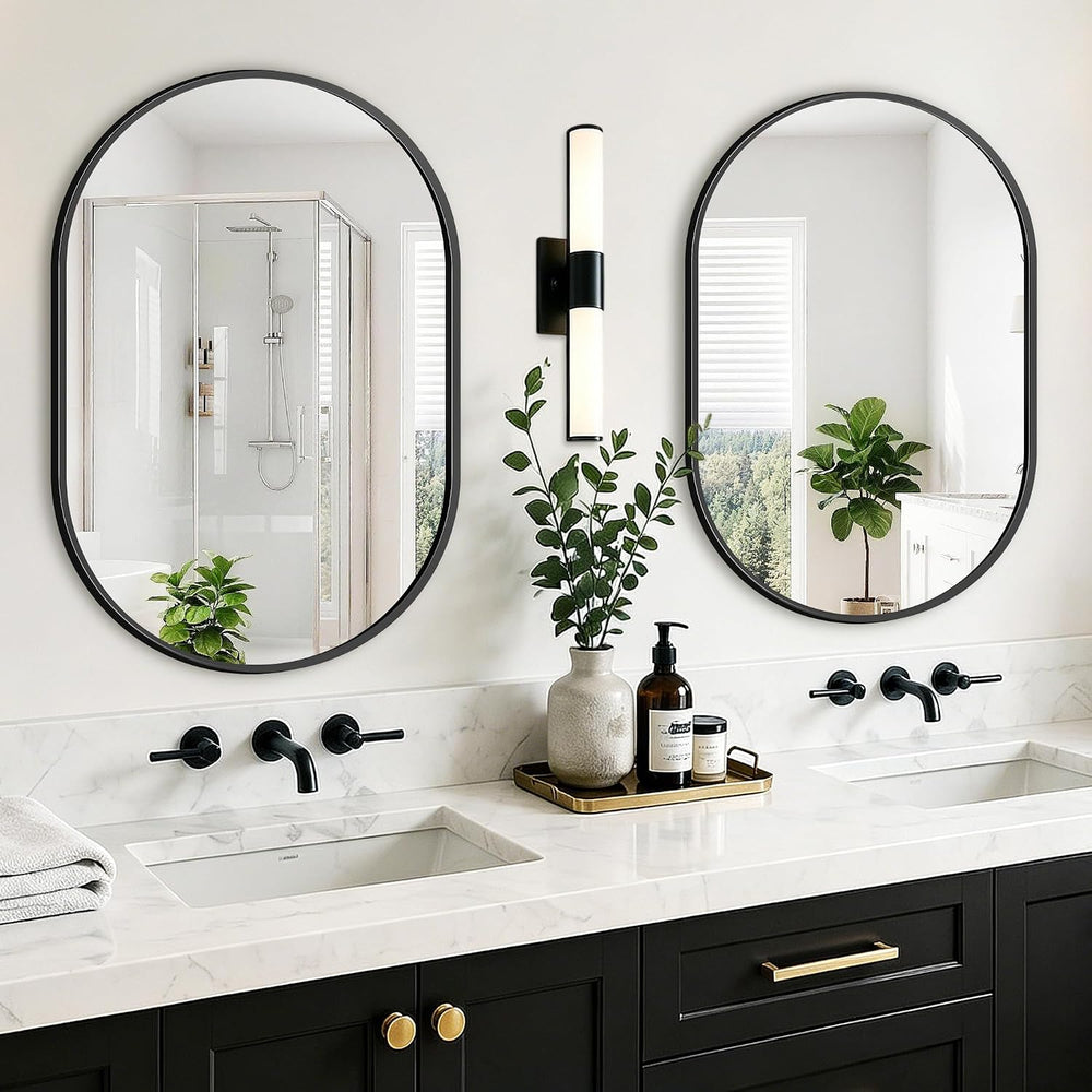 Oval Bathroom Mirror, 2 Pack 20"x30" Black Vanity Mirror for Over Sink