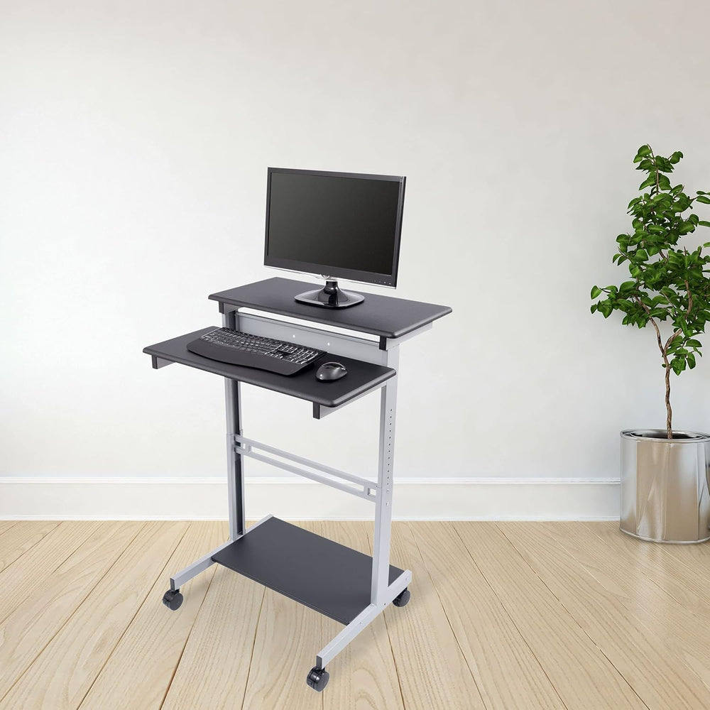 S STAND UP DESK STORE Rolling Adjustable Height Two Tier Standing Desk Comput...