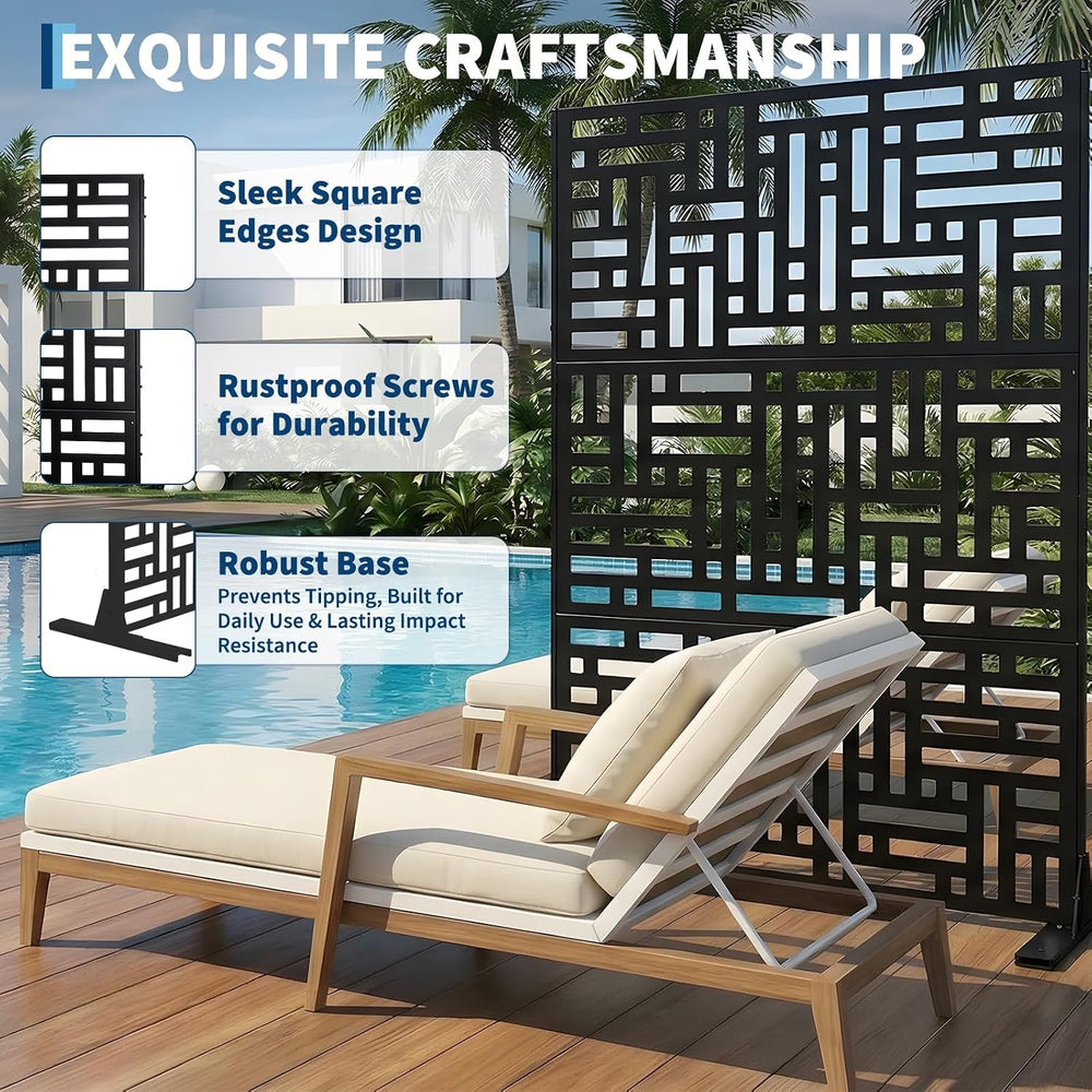 Garvee Metal Privacy Screen Outdoor, 72"h×47"w Balcony Patio Privac...