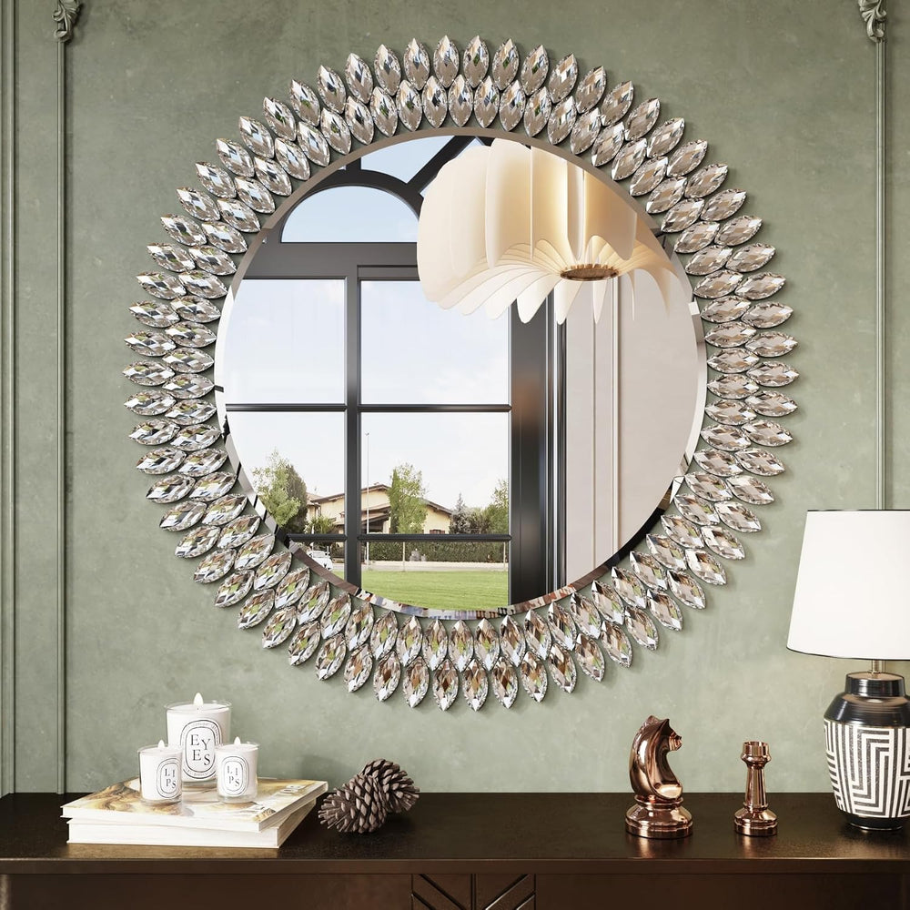 Kelly Miller 32" Jeweled Luxury Round Decorative Wall Mirror