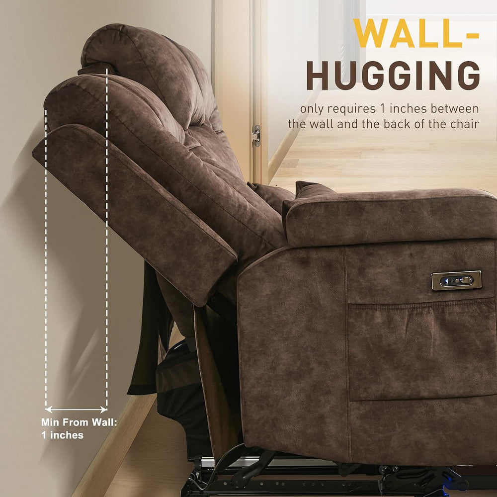 URRED Wall Hugger Power Reclining Loveseat Sofa,Brown:68.1" - 2 Seats