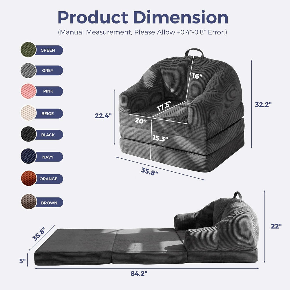 MAXYOYO Folding Sofa Bed with Backrest, Boneless Fold Out Couch with Handle
