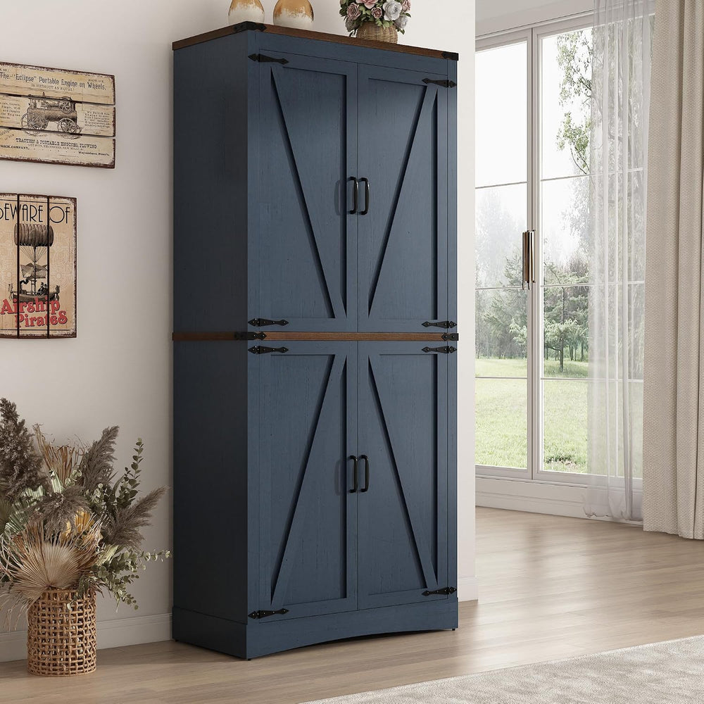Hlivelood 71" Tall Kitchen Pantry,Farmhouse Storage Cabinet with Adjusta...