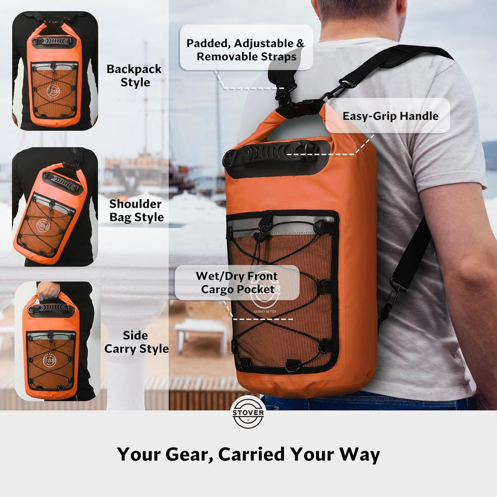 STOVER 5/10/25/30/40L Waterproof Dry Backpack & Phone Case- Large Floatin...